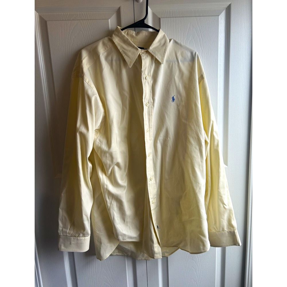 Ralph Lauren Men's L Long Sleeve Button-Up Cotton Solid Yellow
